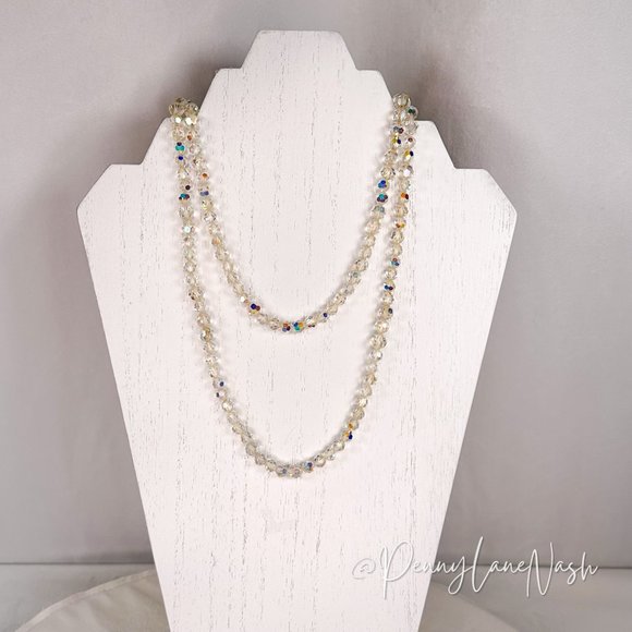 Vintage Iridescent Pearl Beads Chain Necklace - Picture 1 of 7